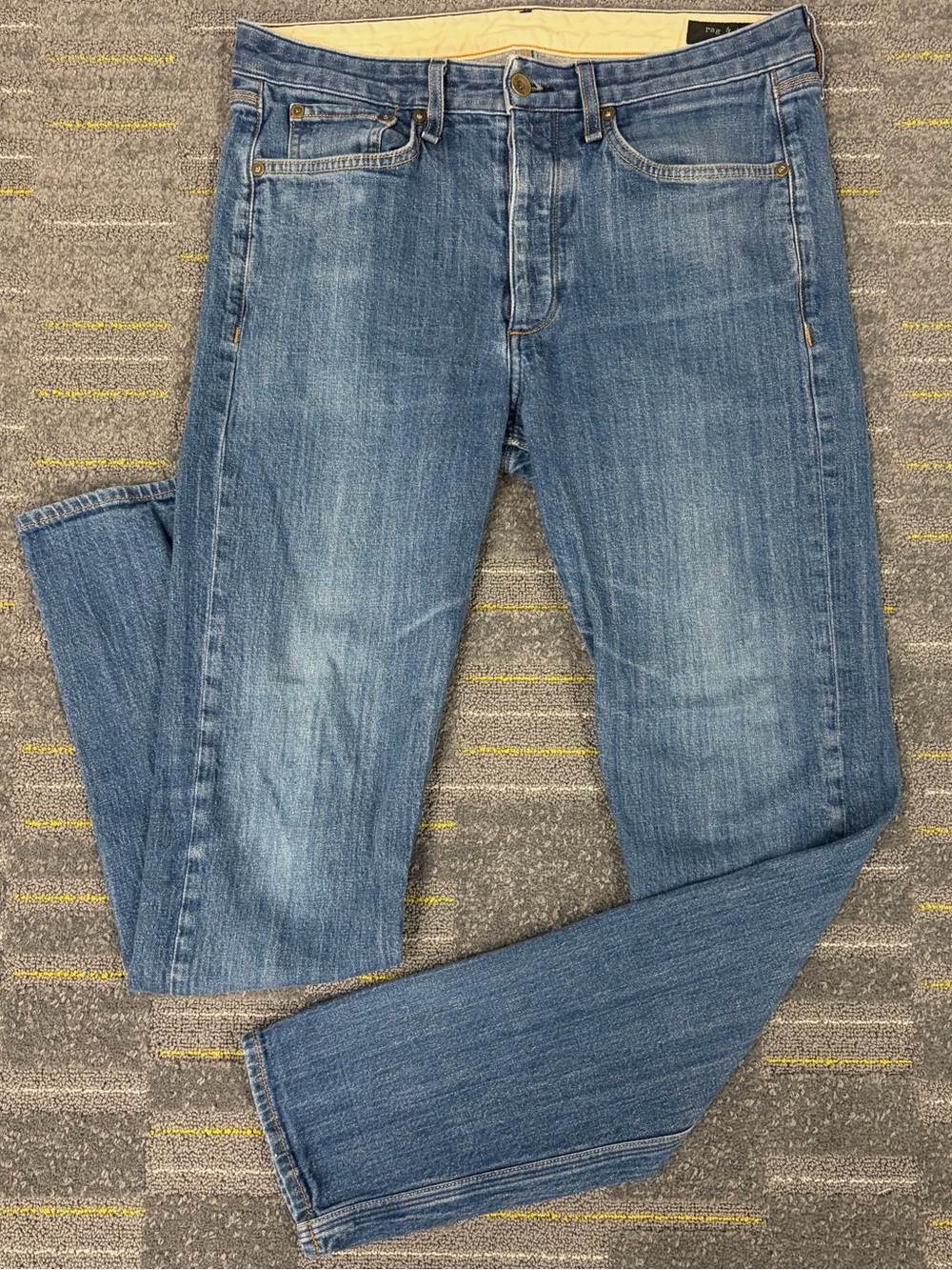 Rag & Bone Fit 2 Slim Straight Jean Men’s 33x32 Button Fly Linen Faded Indigo